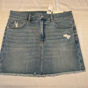 American Eagle Outfitters Light Blue Distressed Mini Skirt